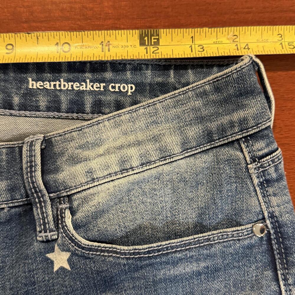 Bebe Heartbreaker Crop Stars Jeans Constellation Wash Embellished Rhinestone 28 - Picture 12 of 16